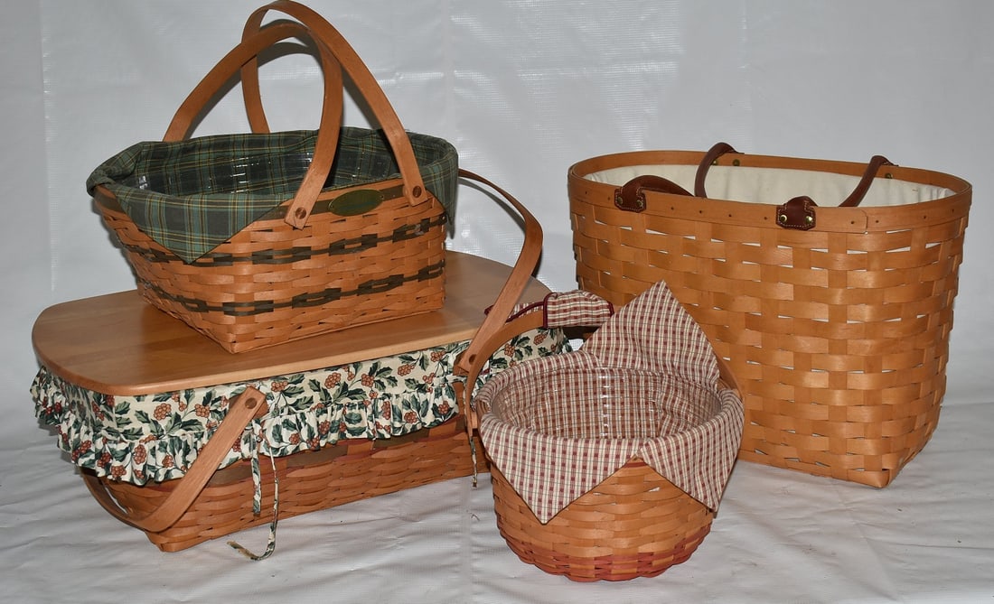 LOT (4) LONGABERGER BASKETS, C. 1990'S (1 of 5)