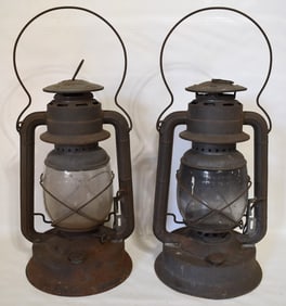 LOT (2) DIETZ NO.2 D-LITE BARN LANTERNS, 19TH C.