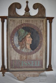 VINT PAINTED PINE TAVERN SIGN LIBERTY TAVERN J. BISSELL
