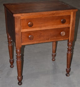 SHERATON CHERRY 2 DRAWER WORKSTAND, 19TH C.