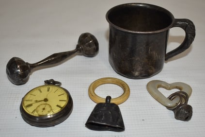 LOT ASST ESTATE SILVER FINDINGS, 19/20TH C., W. 9.3 OZ.
