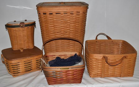 LOT (5) LONGABERGER BASKETS, C. 1990'S