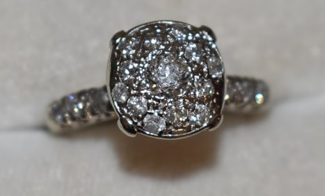 ART DECO 14KT WHITE GOLD/DIAMOND RING, C. 1950