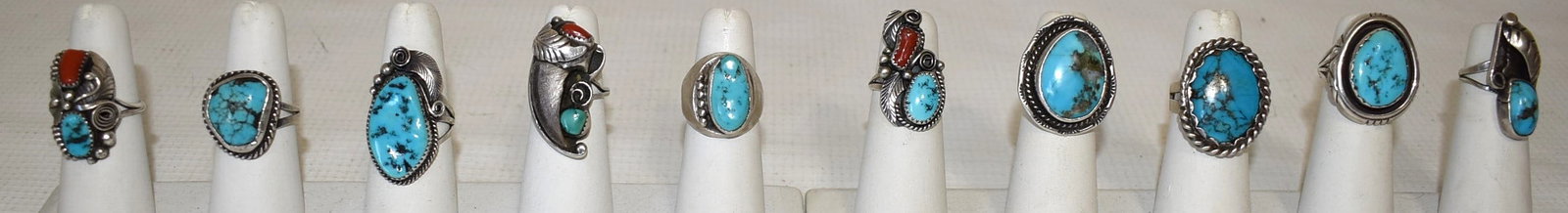 (10) SOUTHWEST AMERICAN INDIAN STERLING/TURQUOISE RINGS (1 of 6)