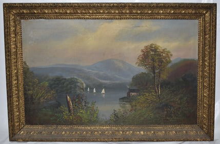 O/C HUDSON RIVER VIEW, 19TH C., 22" X 36"