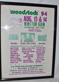 WOODSTOCK POSTER, C. 1994, 24" X 19" OVERALL