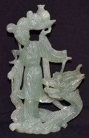 CHINESE QUAN YEN CARVED SERPENTINE FIGURINE, 20TH C.