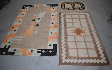 LOT (3) ART DECO WOVEN RUGS, C. 1920, 50" X 84"