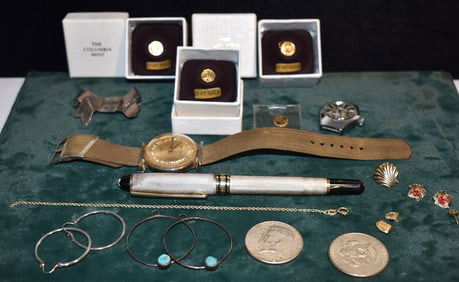 LOT ESTATE FINDINGS INCL. (3) 22KT GOLD MINI COINS++