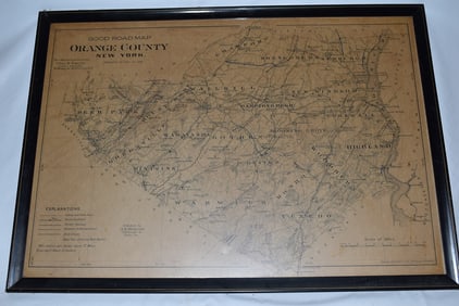 ORANGE CO. ROAD MAP, C. 1920, 22" X 31"