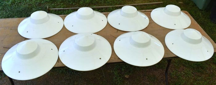 SET (8) COUNTRY STORE MILK GLASS SHADES