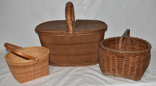 3 INCL. RYE GRASS BASKET/OAK SPLINT/NANTUCKET STYLE