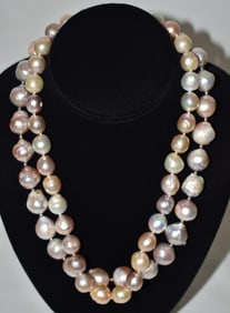 LOT (2) VINTAGE SOUTH SEA BAROQUE PEARL NECKLACES