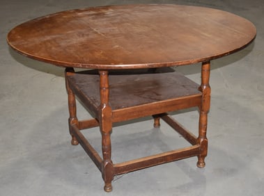 HUDSON VALLEY PINE HUTCH TABLE W/TURNED LEGS, ORIG FEET