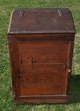 HULMAN & CO. PAINTED CHERRY COFFEE BIN, 19TH C.