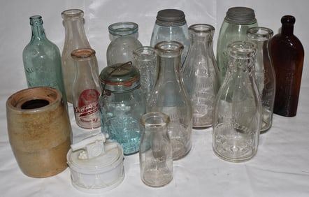 LOT ASSORTED VINTAGE BOTTLES INCL. NEWTON NJ