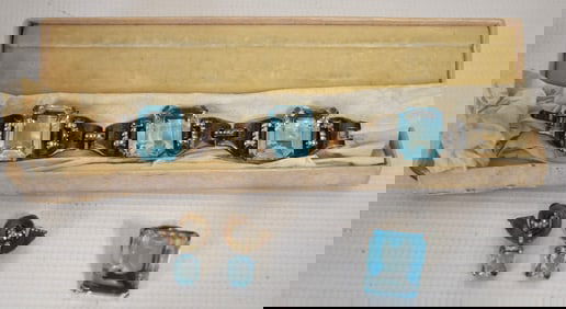 3 ART DECO INCL. TRIFARI STERL SKY BLUE QUARTZ BRACELET