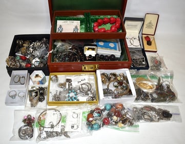 LOT ASSORTED STERLING/COSTUME JEWELRY