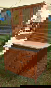 COUNTRY OAK STEP BACK HOOSIER, H. 73" W. 41" D. 28"