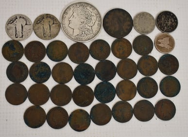 LOT ASST ESTATE US COIN INCL. 1921 MORGAN SILVER DOLLAR