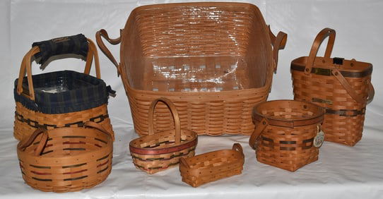 LOT (7) LONGABERGER BASKETS, C. 1990'S