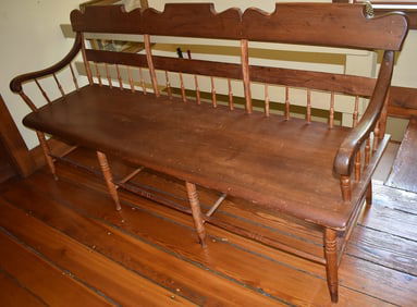 COUNTRY PINE DEACONS BENCH, 19TH C.
