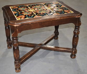 CALIFORNIA TILE TOP WALNUT SIDE TABLE, C. 1900/20