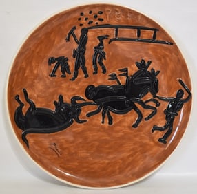 EDITION PICASSO PORC. CHARGER BULL FIGHT ARENA F-1-59