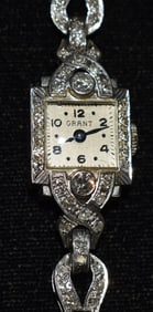 FINE GRANT PLATINUM/DIAMOND WRISTWATCH W/APPROX. 1.4 CT