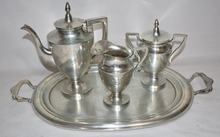 SET (4) MEXICAN STERLING TEA SERVICE, C. 1960