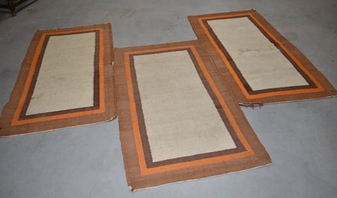 LOT (3) ARTS & CRAFTS WOVEN RUGS, C. 1910, 30" X 60"