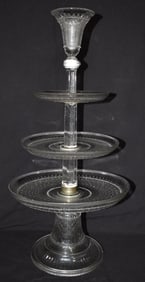 EARLY PATTERN/SANDWICH GLASS 3 TIER EPERGNE, 19TH C.