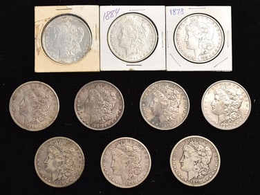 LOT (10) ASSORTED US SILVER DOLLARS, VARIOUS DATES