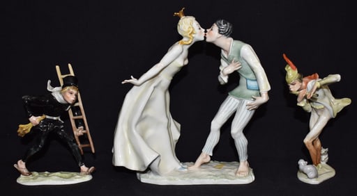 LOT (3) HUTSCHENREUTHER PORCELAIN CHARACTERS, 20TH C.