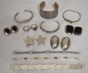 LOT ASSORTED STERLING JEWELRY, C. 1960/70, W. 9.6 OZ.