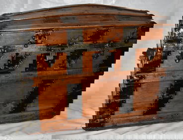 VICT. STEAMER 1/2 TRUNK, 19TH C., H. 21" W. 29" D. 18"