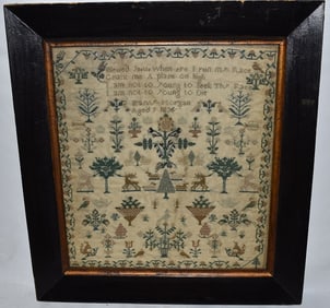 FOLK ART NEEDLEPOINT VERSE SAMPLER BY FANNY MORGAN