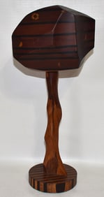 MODERN EBONY/WALNUT ABSTRACT SCULPTURE, C. 1950, H. 12"