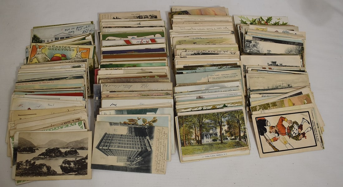 BOX LOT ASSORTED EARLY POSTCARDS INCL. RPPC'S (1 of 7)