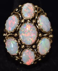 EDWARDIAN STYLE 14KT YELLOW GOLD/OPAL COCKTAIL RING
