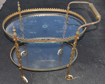 FRENCH STYLE ETCHED GLASS TEA CART, 20TH C.