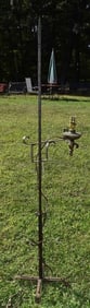 ARTS & CRAFTS WROUGHT IRON BRIDGE LAMP, C. 1920, H. 58"