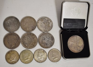 LOT ASST. ESTATE SILVER COIN INCL. MORGANS, KENNEDY'S +
