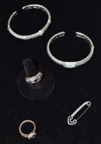 (5) JUDITH RIPKA STERLING JEWELRY INCL. BRACELETS/RING+