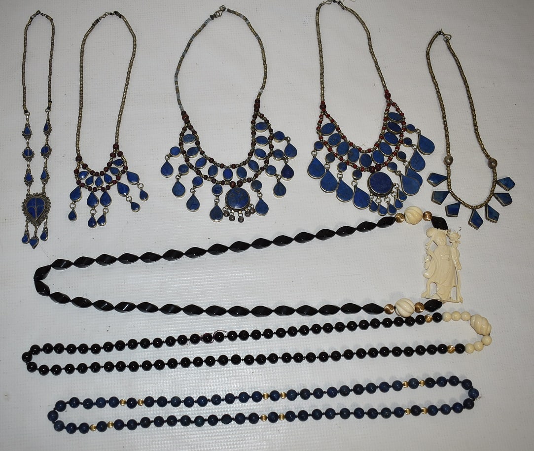LOT (6) PERSIAN LAPIS/SILVER NECKLACES, C. 1950 (1 of 6)