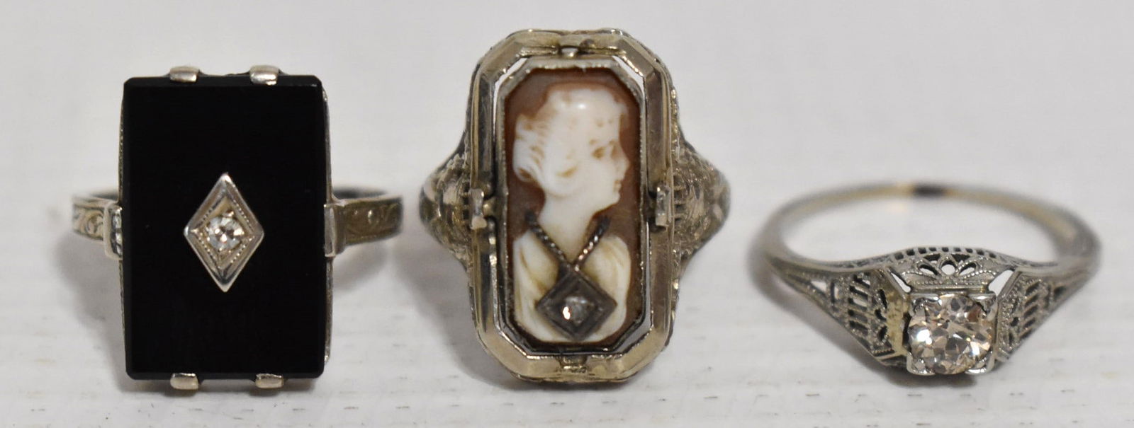 (3) ASST. ART DECO 14/18KT WHITE GOLD RINGS, W. 5.7 DWT (1 of 10)