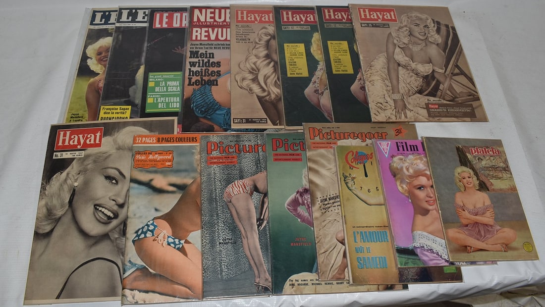 16 VINTAGE JANE MANSFIELD MAGAZINE COVERS, C. 1950/60 (1 of 4)