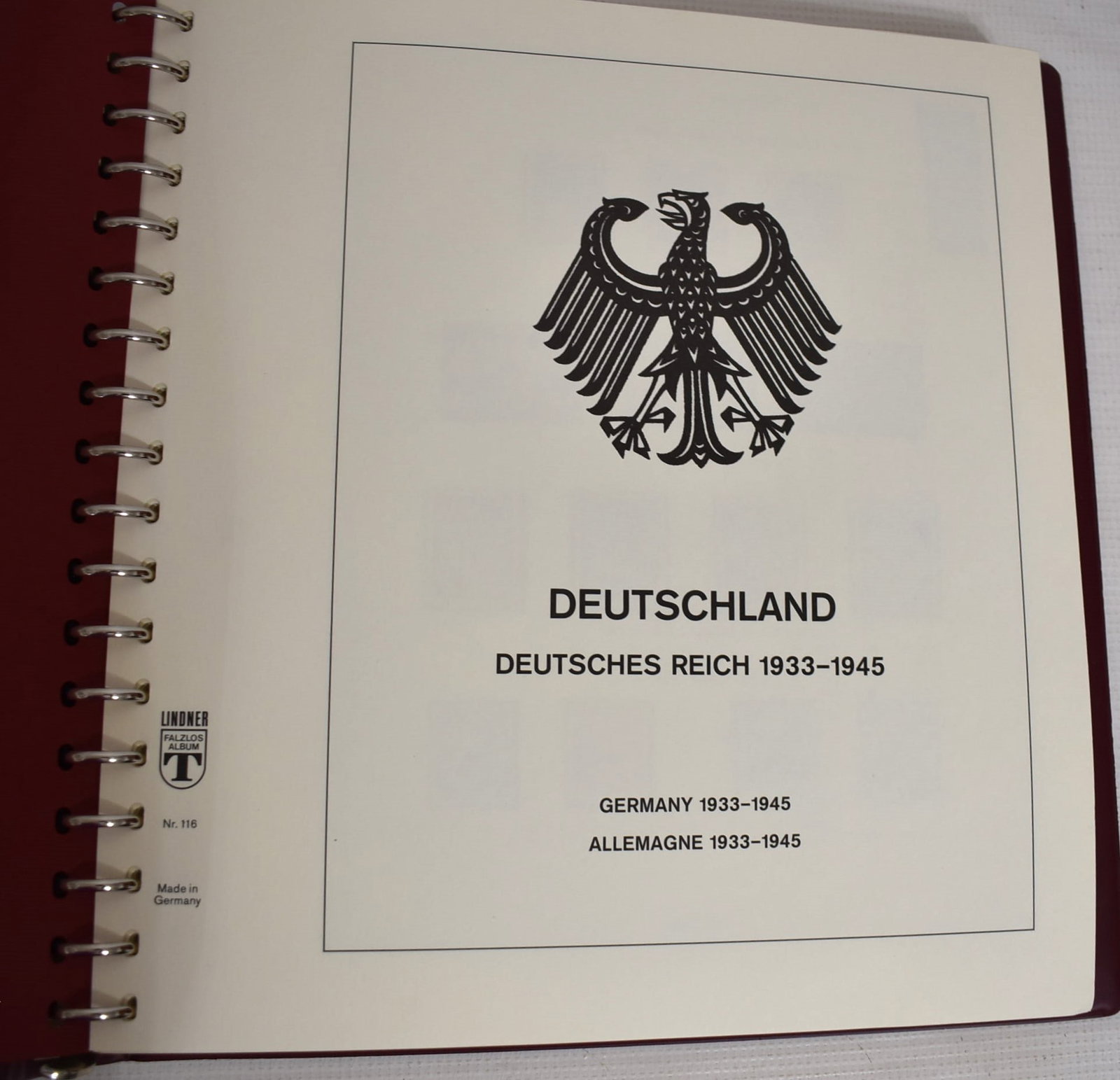 LINDNER DEUTSCHLAND POSTAGE STAMP ALBUM 1933-1945 (1 of 9)