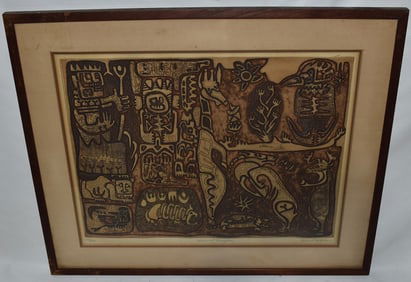 ETCHING W/COLOR ANIMAL KINGDOM SIGNED JOHN L ?, 165/200