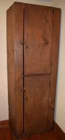COUNTRY PINE DOUBLE DOOR CUPBOARD, 19TH C.